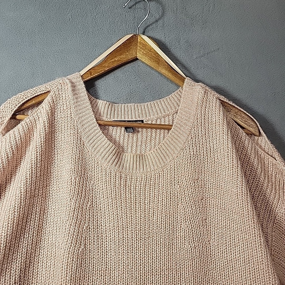 CABLE & GAUGE PINK Sweater Womens 1x Cold Shoulder Knit - Picture 2 of 12